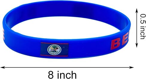 4 Pcs Belize Belizean Country Flag Rubber Bracelets, National Flag Silicone Bracelet, Rubber Wristbands Patriotic Decorations Gift. in Saudi Arabia