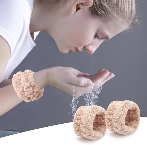 Spa Washband Wash Wristbands Coral Velvet Wrist Band for Washing Face Make Up Absorbent Wristband Face Wash Wrist Cuffs for Girls Women 4 Colors in Saudi Arabia