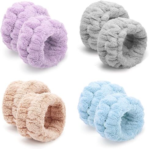 Spa Washband Wash Wristbands Coral Velvet Wrist Band for Washing Face Make Up Absorbent Wristband Face Wash Wrist Cuffs for Girls Women 4 Colors in Saudi Arabia