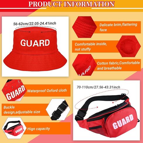 Guard Accessories Set Including Red Cap Black Sunglasses Fanny Pack for Adult (Beach) in Saudi Arabia