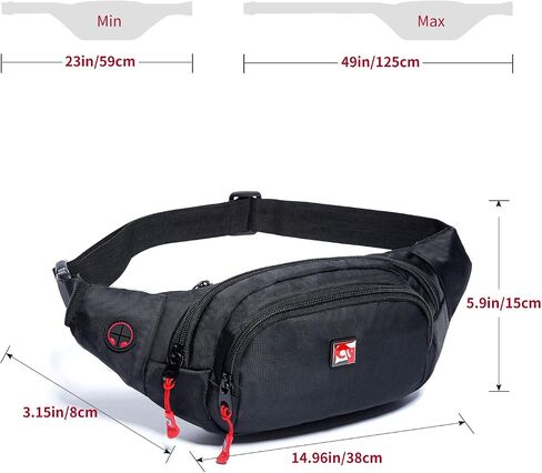 Fanny Pack,Waterproof Fanny Pack for Men,Adjustable Strap Waist Pack for Outdoors Workout Traveling Casual Running Hiking Cycling Fishing Black in Saudi Arabia