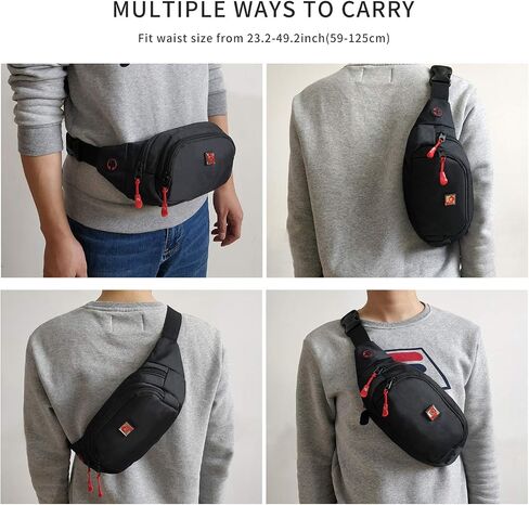 Fanny Pack,Waterproof Fanny Pack for Men,Adjustable Strap Waist Pack for Outdoors Workout Traveling Casual Running Hiking Cycling Fishing Black in Saudi Arabia