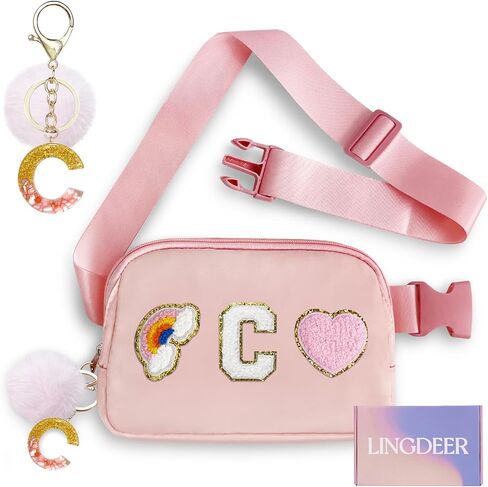 Personalized Belt Bag with Keychain, Fanny Pack for Girls Women, Initial Birthday Gifts for Teen Girls Mom, Crossbody Bag, Small Waist Packs, Travel Essential, Christmas Preppy Gifts (Blue A) in Saudi Arabia