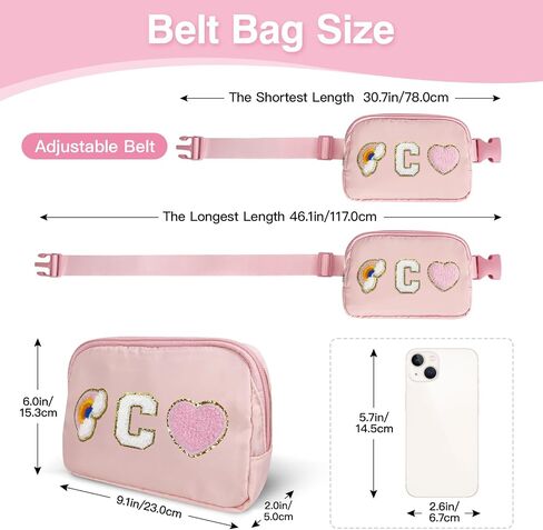 Personalized Belt Bag with Keychain, Fanny Pack for Girls Women, Initial Birthday Gifts for Teen Girls Mom, Crossbody Bag, Small Waist Packs, Travel Essential, Christmas Preppy Gifts (Blue A) in Saudi Arabia