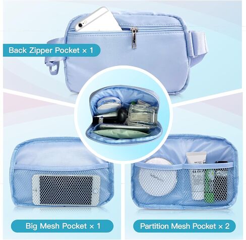 Personalized Belt Bag with Keychain, Fanny Pack for Girls Women, Initial Birthday Gifts for Teen Girls Mom, Crossbody Bag, Small Waist Packs, Travel Essential, Christmas Preppy Gifts (Blue A) in Saudi Arabia