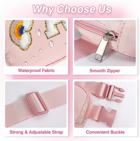Personalized Belt Bag with Keychain, Fanny Pack for Girls Women, Initial Birthday Gifts for Teen Girls Mom, Crossbody Bag, Small Waist Packs, Travel Essential, Christmas Preppy Gifts (Blue A) in Saudi Arabia