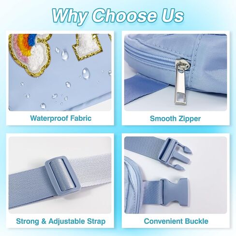 Personalized Belt Bag with Keychain, Fanny Pack for Girls Women, Initial Birthday Gifts for Teen Girls Mom, Crossbody Bag, Small Waist Packs, Travel Essential, Christmas Preppy Gifts (Blue A) in Saudi Arabia