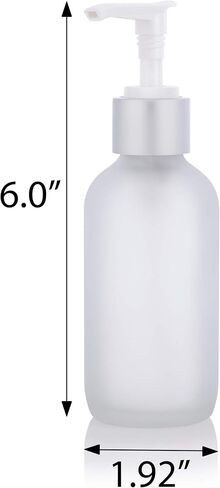 JUVITUS 4 oz Frosted Clear Glass Boston Round Bottle with Silver Lotion Pump (6 Pack) + Funnel in Saudi Arabia