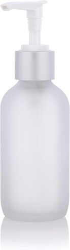 JUVITUS 4 oz Frosted Clear Glass Boston Round Bottle with Silver Lotion Pump (6 Pack) + Funnel in Saudi Arabia