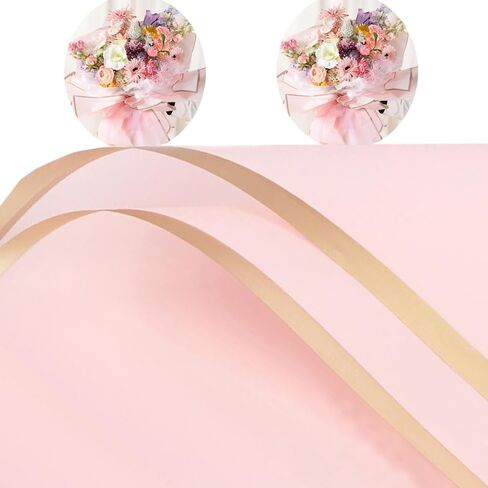 Joojus Gold Edge Double Sided Waterproof Flower Wrapping Paper Floral Bouquet Wrap Paper Florist Supplies for DIY Crafts Packaging, 10 Sheets 22.8x22.8 inch in Saudi Arabia