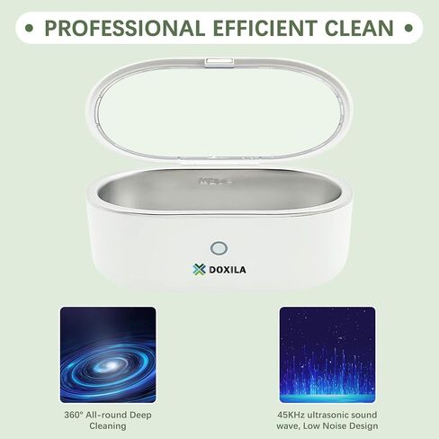 Ultrasonic Cleaner - Upgrade Ultrasonic Jewelry Cleaner with 330ml Stainless Steel Tank, 45kHZ Portable Ultrasound Cleaning Machine for Eye Glasses, Watches, Jewelry, Dentures, White in Saudi Arabia