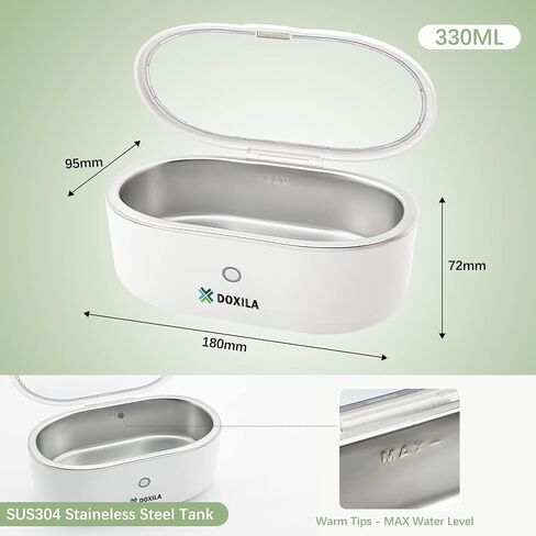 Ultrasonic Cleaner - Upgrade Ultrasonic Jewelry Cleaner with 330ml Stainless Steel Tank, 45kHZ Portable Ultrasound Cleaning Machine for Eye Glasses, Watches, Jewelry, Dentures, White in Saudi Arabia