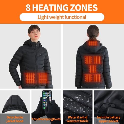 Womens Heated Jacket with 2PCS 10000mAh Power Bank,3 Heating Level in Saudi Arabia