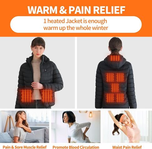 Womens Heated Jacket with 2PCS 10000mAh Power Bank,3 Heating Level in Saudi Arabia
