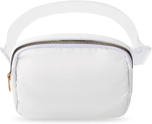 Unisex Mini Belt Bag, Fanny Pack with Adjustable Strap as a Crossbody Shoulder Bag for Workout Running Traveling Hiking (White) in Saudi Arabia