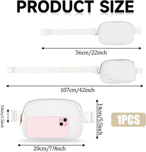 Unisex Mini Belt Bag, Fanny Pack with Adjustable Strap as a Crossbody Shoulder Bag for Workout Running Traveling Hiking (White) in Saudi Arabia