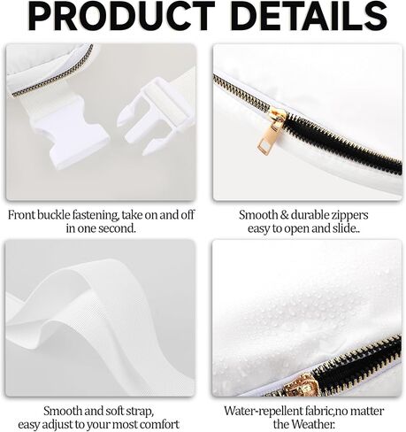 Unisex Mini Belt Bag, Fanny Pack with Adjustable Strap as a Crossbody Shoulder Bag for Workout Running Traveling Hiking (White) in Saudi Arabia