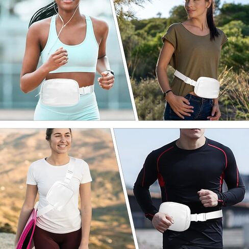 Unisex Mini Belt Bag, Fanny Pack with Adjustable Strap as a Crossbody Shoulder Bag for Workout Running Traveling Hiking (White) in Saudi Arabia
