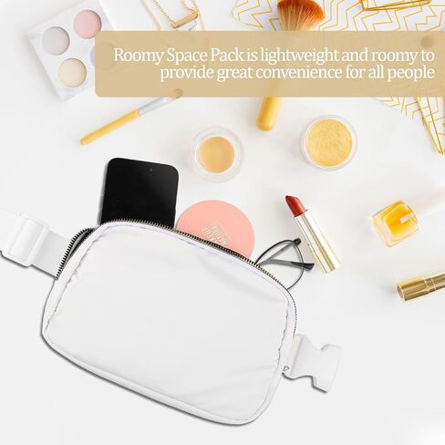 Unisex Mini Belt Bag, Fanny Pack with Adjustable Strap as a Crossbody Shoulder Bag for Workout Running Traveling Hiking (White) in Saudi Arabia