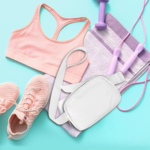 Unisex Mini Belt Bag, Fanny Pack with Adjustable Strap as a Crossbody Shoulder Bag for Workout Running Traveling Hiking (White) in Saudi Arabia