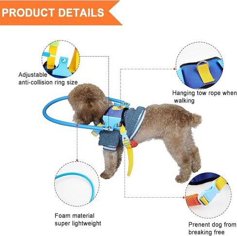 Nicoone Blind Dog Harness Guiding Device,Dog Halo for Blind Dogs, Devices for Blind Dogs, Blind Dog Accessories Help for Blind Dogs to Avoid Collision&Build Confidence,XS in Kuwait