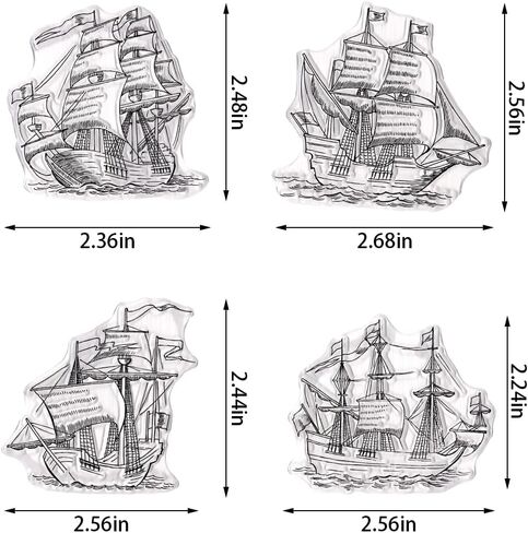 4 Big Ships Clear Stamps for Card Making, Sailing Shipping Trip Sailboats Clear Rubber Stamps Background Transparent Rubber Seal Stamps for DIY Photo Scrapbooking Card Album Crafting Supplies in Saudi Arabia