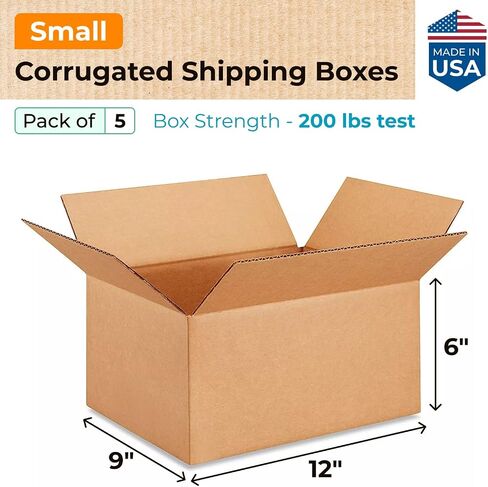 IDL Packaging Small Corrugated Shipping Boxes 12"L x 9"W x 6"H (Pack of 5) - Excellent Choice of Sturdy Packing Boxes for USPS, UPS, FedEx Shipping - Easy-to-Recycle Cardboard Boxes for Packaging in Saudi Arabia
