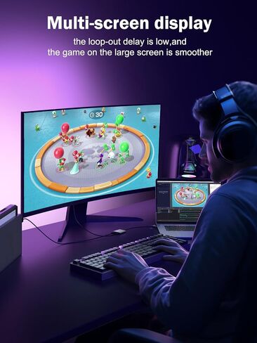 Lemorele Video Capture Card USB C to Dual HDMI 1080P 60Hz, HDMI Capture Card with USB A Adapter Adjustable, Live Game Streaming Video Recorder for Windows, Mac Gaming Conference ETC. in Saudi Arabia