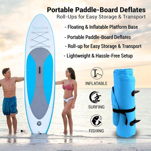 SereneLife Inflatable Stand Up Paddle Board (6 Inches Thick) with Premium SUP Accessories, Seat & Carry Bag | Bottom Fin for Paddling, Surf Control, Non-Slip Deck | Youth & Adult Standing Boat in Saudi Arabia