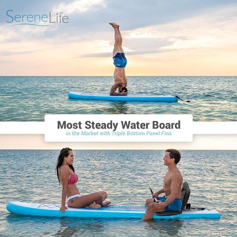 SereneLife Inflatable Stand Up Paddle Board (6 Inches Thick) with Premium SUP Accessories, Seat & Carry Bag | Bottom Fin for Paddling, Surf Control, Non-Slip Deck | Youth & Adult Standing Boat in Saudi Arabia
