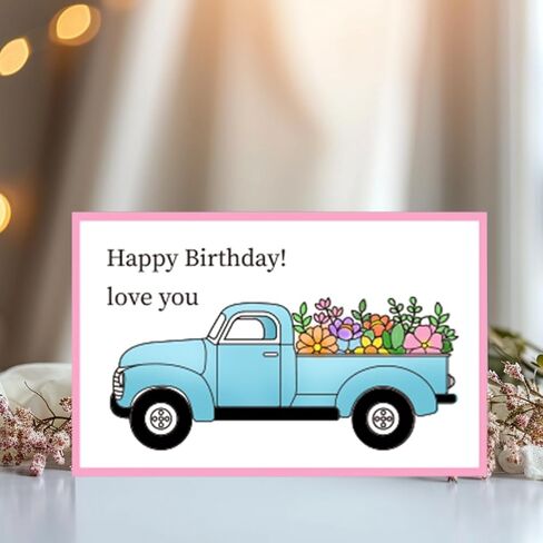 Gift Car Clear Stamp for Card Making Festival Words Rubber Stamps Holiday Silicone Stamps for DIY Scrapbooking Pickup Truck with Flower Heart Gift Transparent Rubber Stamps for Crafting in Saudi Arabia
