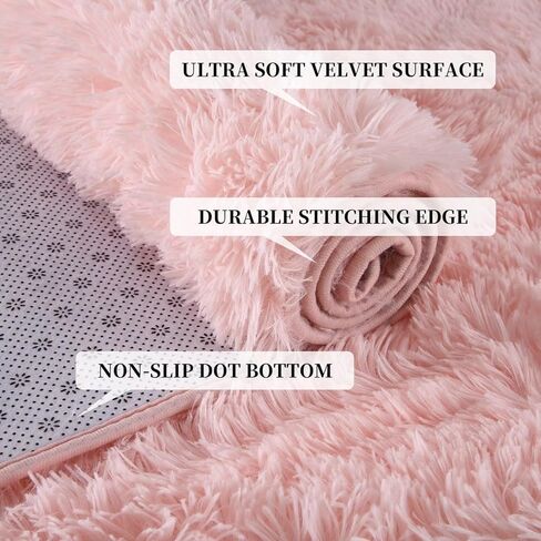 Zacoo Fluffy Runner Rugs for Bedroom Living Room Soft Shag Rug 2x6 Feet Plush Shaggy Bedside Rug for Kids Girls Boys Room Non Slip Non Shedding Home Decor Mat for Nursery Dorm, Tie Dye Dark Grey in Kuwait