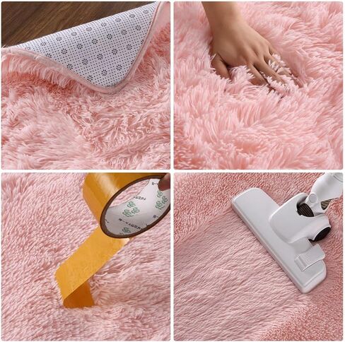 Zacoo Fluffy Runner Rugs for Bedroom Living Room Soft Shag Rug 2x6 Feet Plush Shaggy Bedside Rug for Kids Girls Boys Room Non Slip Non Shedding Home Decor Mat for Nursery Dorm, Tie Dye Dark Grey in Kuwait