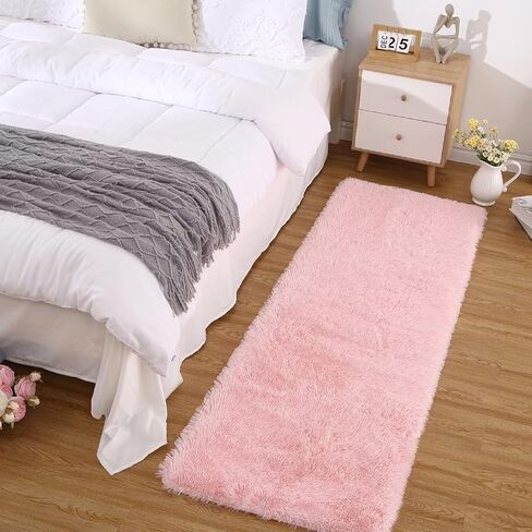 Zacoo Fluffy Runner Rugs for Bedroom Living Room Soft Shag Rug 2x6 Feet Plush Shaggy Bedside Rug for Kids Girls Boys Room Non Slip Non Shedding Home Decor Mat for Nursery Dorm, Tie Dye Dark Grey in Kuwait