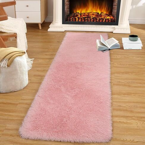 Zacoo Fluffy Runner Rugs for Bedroom Living Room Soft Shag Rug 2x6 Feet Plush Shaggy Bedside Rug for Kids Girls Boys Room Non Slip Non Shedding Home Decor Mat for Nursery Dorm, Tie Dye Dark Grey in Kuwait