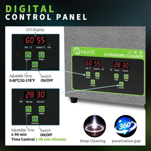 منظف ​​المجوهرات بالموجات فوق الصوتية من وانزيلي، محول طاقة احترافي 2 لتر منظف المجوهرات الصوتية لتنظيف المجوهرات وأدوات النظارات والساعات وأطقم الأسنان وأجزاء البنادق in Kuwait