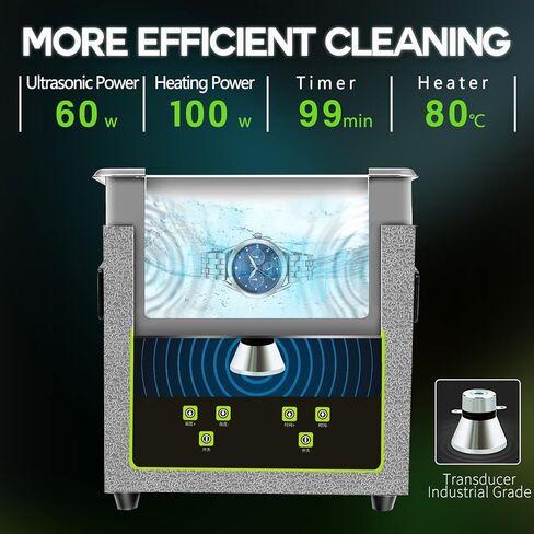 منظف ​​المجوهرات بالموجات فوق الصوتية من وانزيلي، محول طاقة احترافي 2 لتر منظف المجوهرات الصوتية لتنظيف المجوهرات وأدوات النظارات والساعات وأطقم الأسنان وأجزاء البنادق in Kuwait