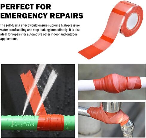 Aventik Edison Design Silicone Tape Self-Fusing Stretchable Waterproof Repair Tape Electrical Wires Wrap Emergency Pipe and Plumbing Repair (Red 1 Inchx9.8Feet 1Roll) in Saudi Arabia