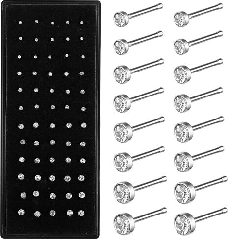 Yolev 60pcs Nose Studs for Women Stainless Steel Nose Rings Studs Silver Nose Piercings Stud Small Nose Studs Nose Piercing Jewelry 1.5/2.0/2.5mm in Saudi Arabia