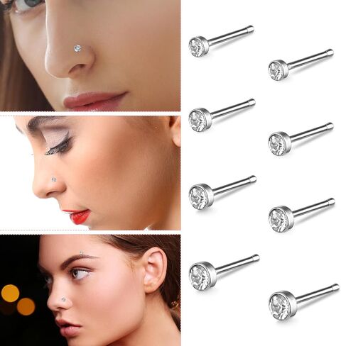 Yolev 60pcs Nose Studs for Women Stainless Steel Nose Rings Studs Silver Nose Piercings Stud Small Nose Studs Nose Piercing Jewelry 1.5/2.0/2.5mm in Saudi Arabia
