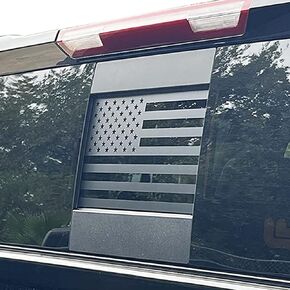 Rear Middle Window American Flag Decal for Chevy Colorado GMC Canyon 2015-2022 2023 2024 Back Center Sliding Window Glass USA Flag Vinyl Sticker Exterior Accessories(Matte Black)