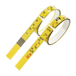 2 Packs Steel Self-Adhesive Measuring Tape, Right to Left Reading 200cm or 78-Inch Imperial and Metric Ruler Tape, 1/2-Inch Peel and Stick Tape Measure for Woodworking, Saw, Drafting Table, Yellow
