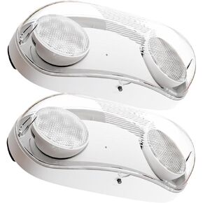 Sunco LED 2-Head ضوء خروج الطوارئ في الهواء الطلق مع بطارية احتياطية للسلامة، مدخل رطب، مستودع صناعي تجاري، لومن عالي السطوع للغاية، 2.4 وات 400 لومن، 6500 كلفن CCT، AC120-277V 2 حزمة