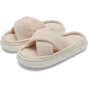 NineCiFun Women's House Slippers Open Toe Slide Slippers for Women Summer Slippers Memory Foam House Shoes with Cross Band Platform Slippers for Indoor and Outdoor Use