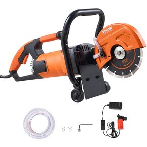 VEVOR Electric Concrete Saw, 7 in Circular Saw Cutter, 2000 W High Power with Max. 2.5 in Cutting Depth, Wet/Dry Disk Saw Cutter Includes Water Line, Pump and Blade, for Stone, Brick