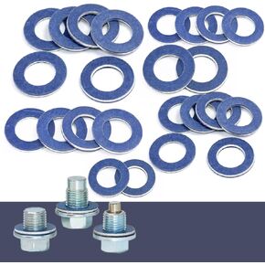 12 PCS Car Oil Drain Plug Gaskets, 0.47In Inside Diameter Waterproof Metal Seal Replacements, O Type Vehicle Engine Plug Gasket Accessories Compatible with Toyota #OEM 9043012031 (Blue)