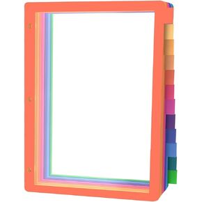 3 Ring Binder Dividers, 12-Tab Plastic Clear Binder Dividers, Multicolor Monthly Dividers, Letter Size File Organizer 3 Hole Punch, 2 Set 24 Pcs Write On Tabs for Notebook