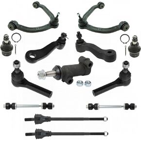 TRQ 13pc Front Suspension Kit Control Arms w/Ball Joints Idler Arm Pitman Arm Sway Bar Link Tie Rod Idler Arm Bracket Ball Joint Compatible with 2003-2018 Chevy Express Van 2003-2018 GMC Savana Van