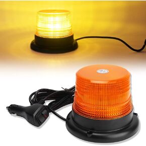 OPP ULITE Amber Strobe Light Beacon Emergency Magnetic 7 Flashing Mode 30W 12V-24V Strobe Flashing Lights for Vehicle Forklift Truck Tractor Golf Carts UTV Car Bus, 1PC Pack