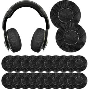 100Pcs Black Non-Woven Sanitary Headphone Ear Cover, Disposable Super Stretch Covers Washable, for Most On Ear Headphones Earpads (11 cm/ 4.33 Inch)